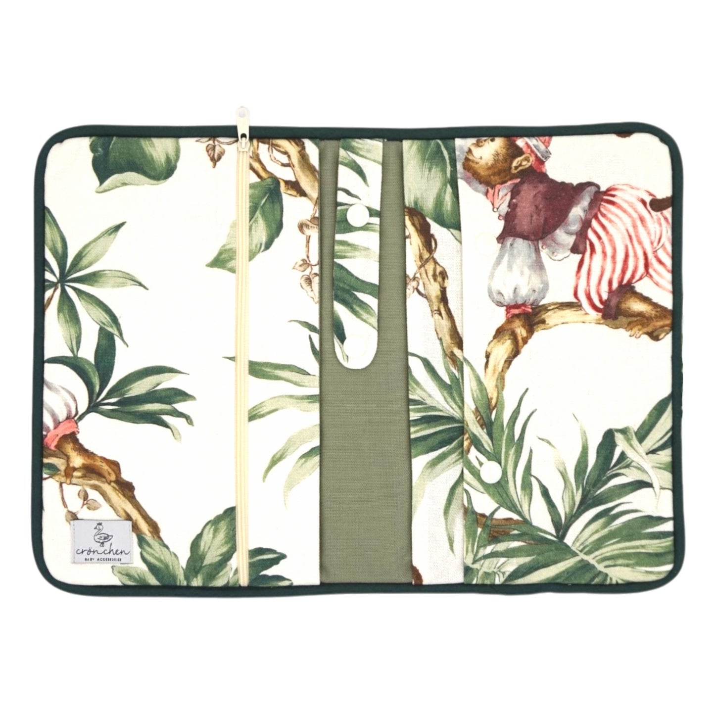 Wickeltasche Affenbande Grüntöne - Magnetverschluss