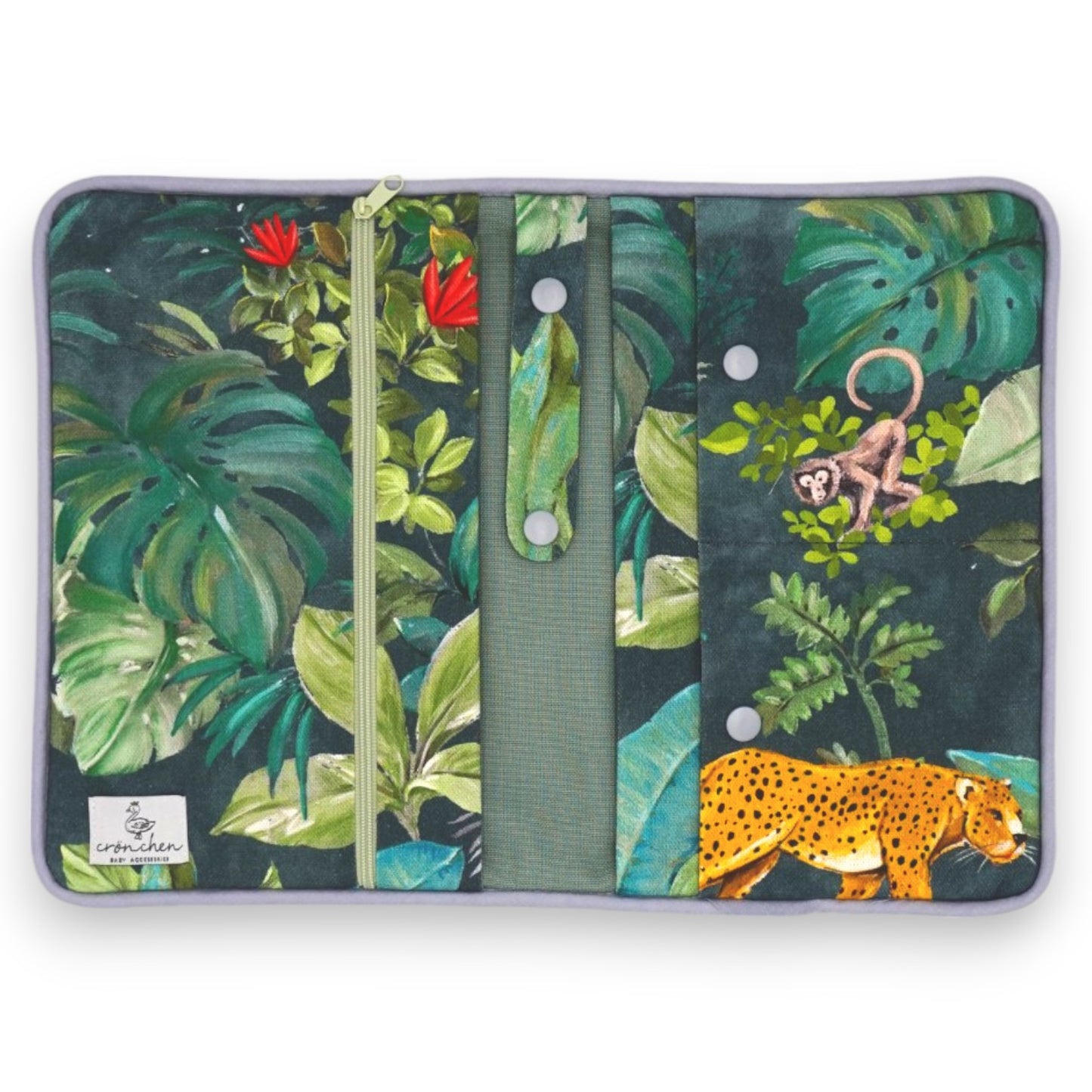 Wickeltasche Dschungeltiere petrol - Magnetverschluss