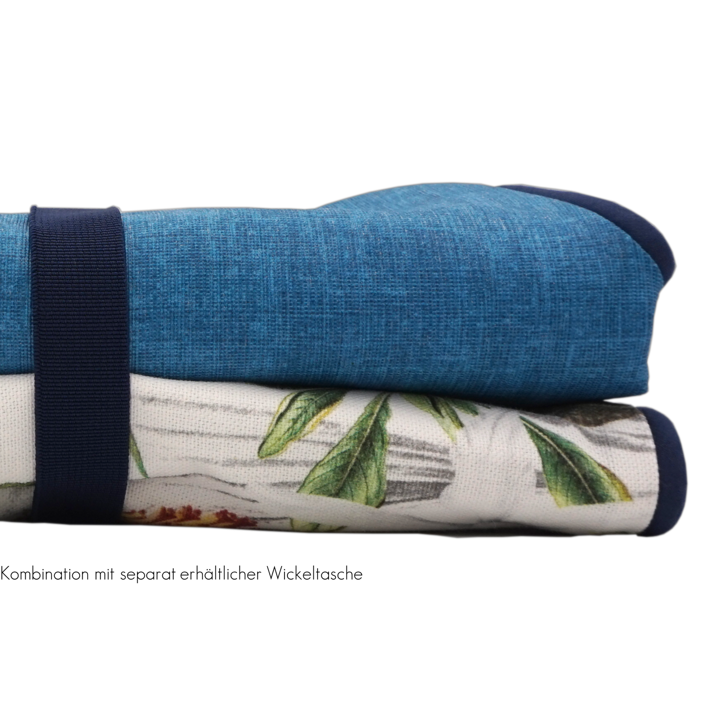 Wickelunterlage Blumen petrol & dunkelblau