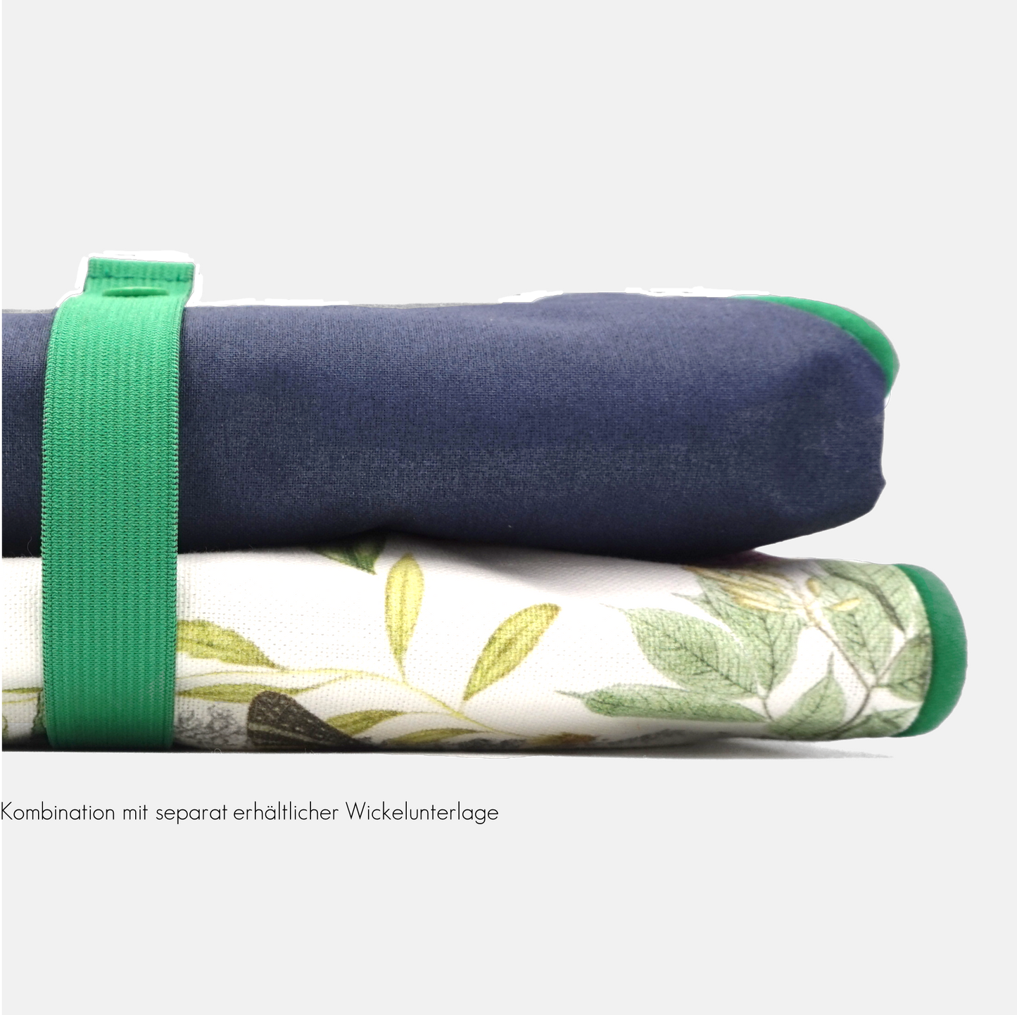 Wickeltasche Blumen dunkelblau & grün