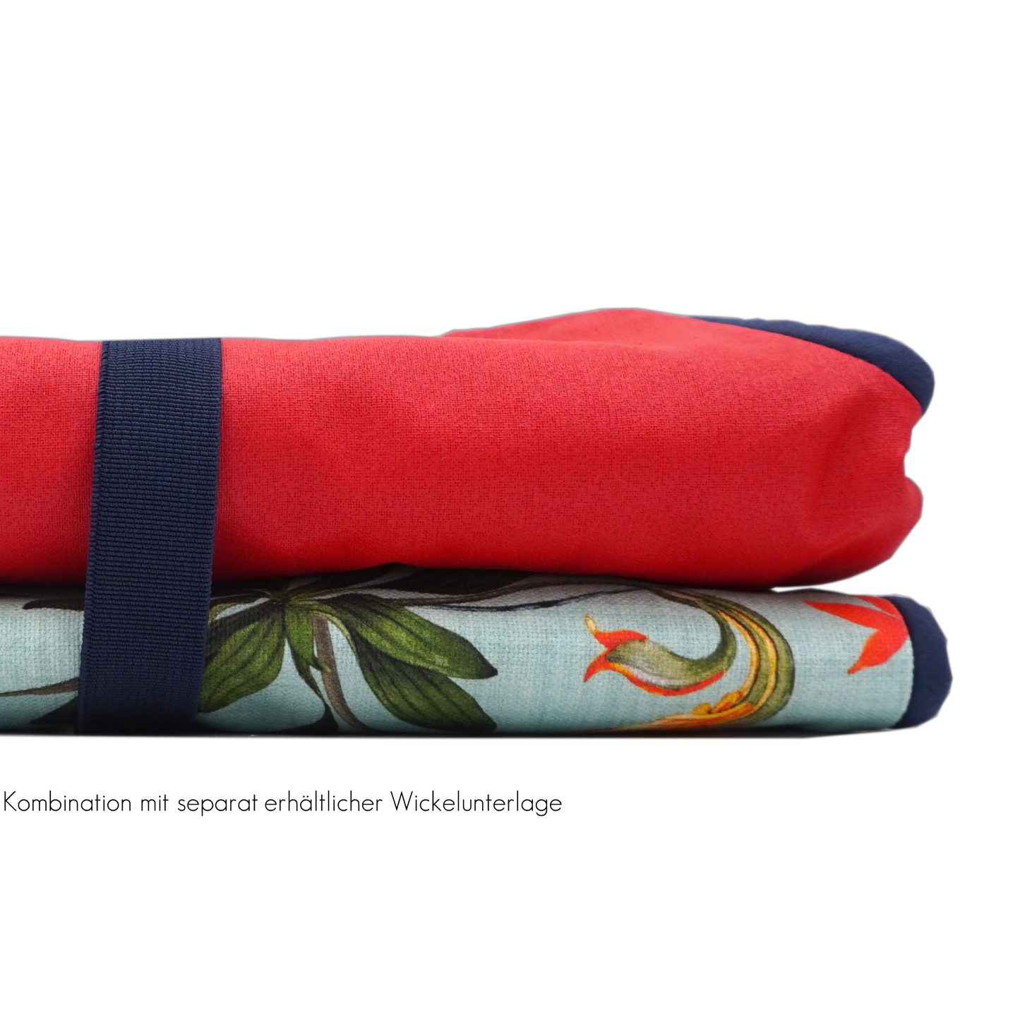 Wickeltasche türkise Blumen rot & dunkelblau