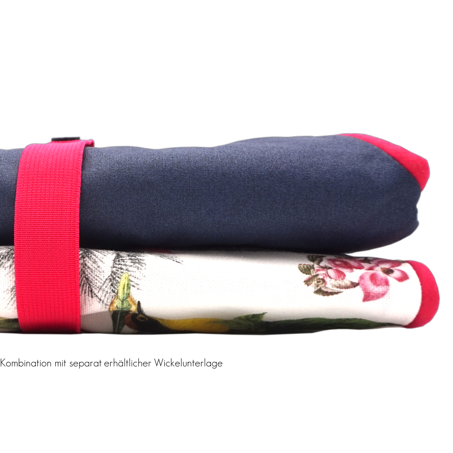 Wickeltasche Blumen dunkelblau & pink