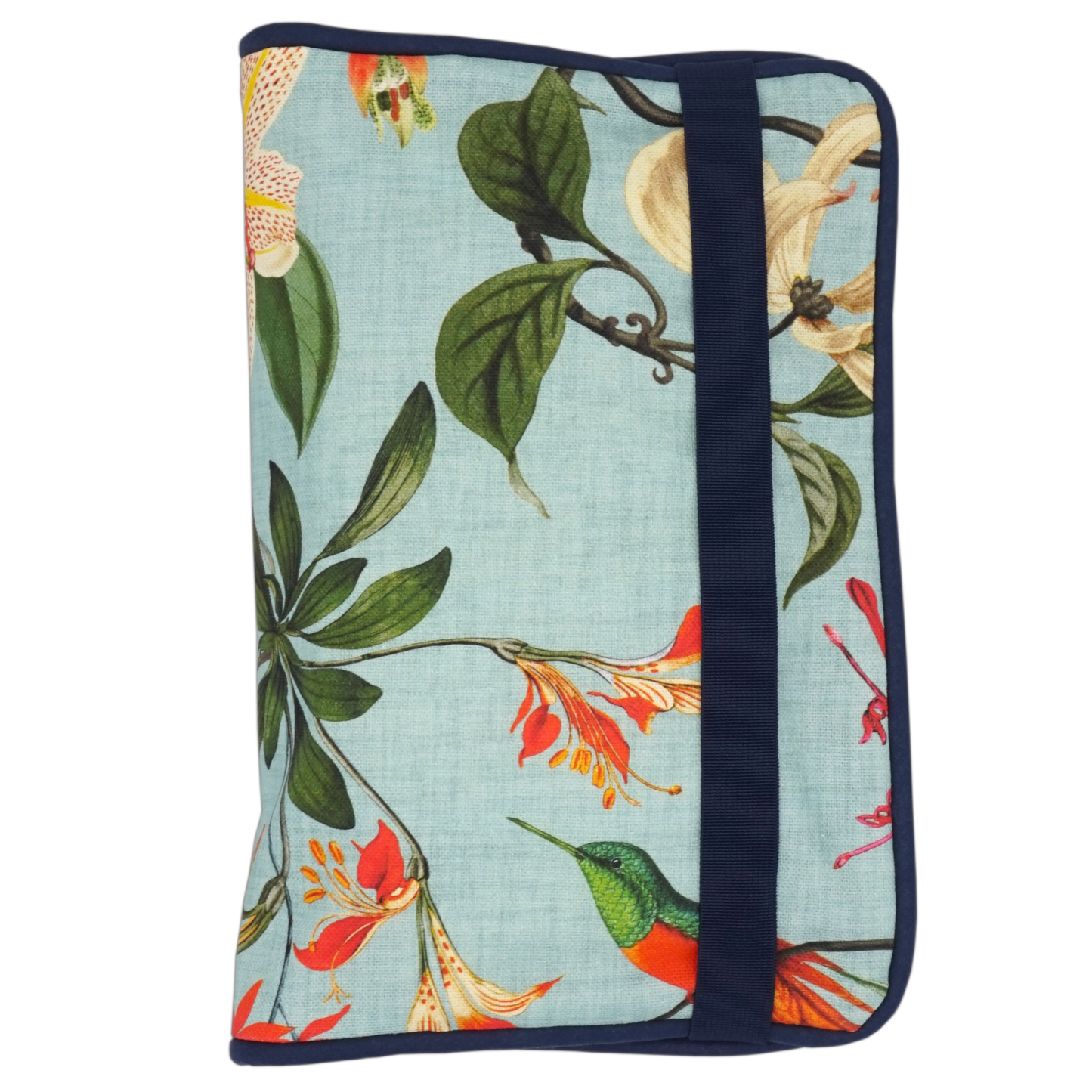 Wickeltasche türkise Blumen rot & dunkelblau