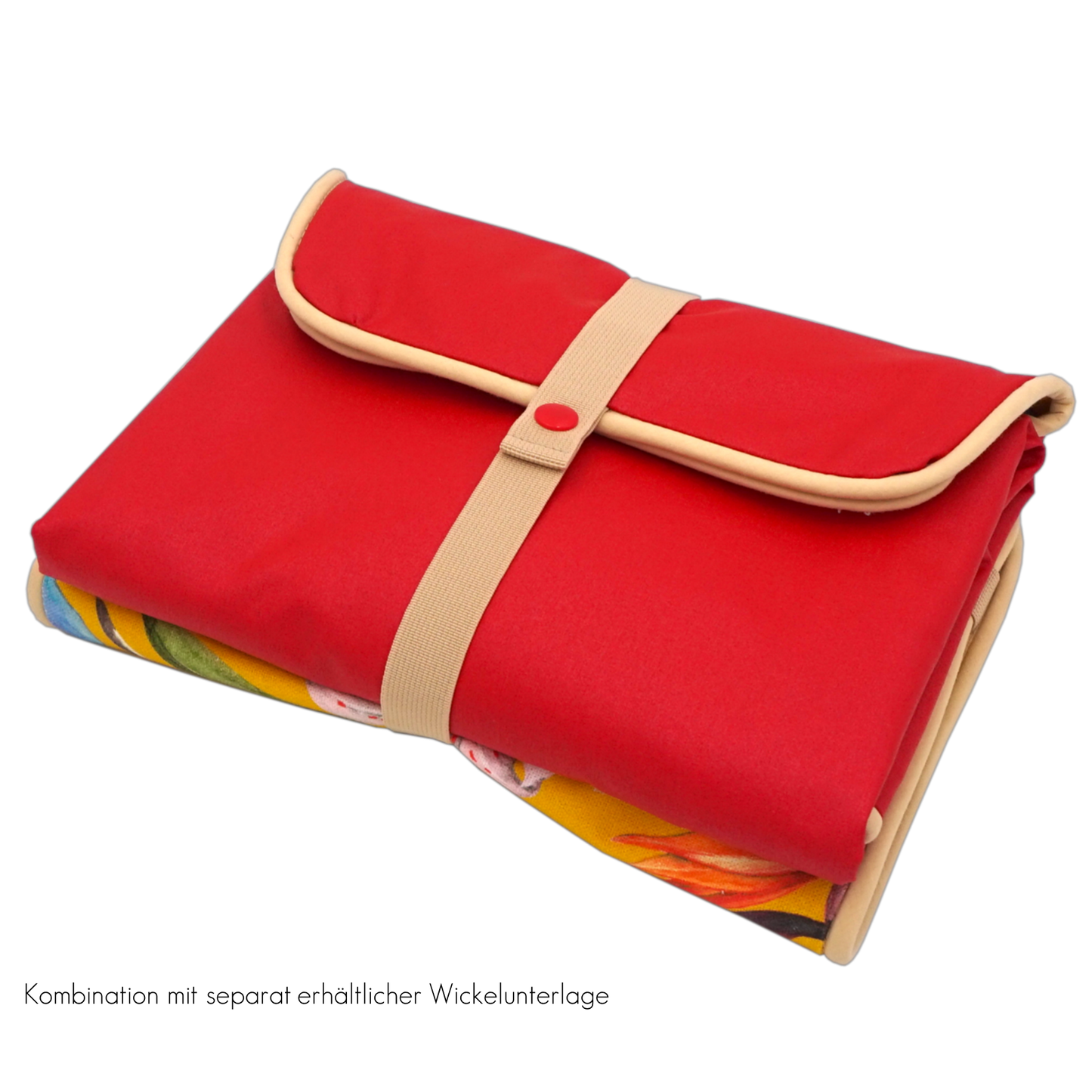 Wickeltasche gelbe Affen rot & beige