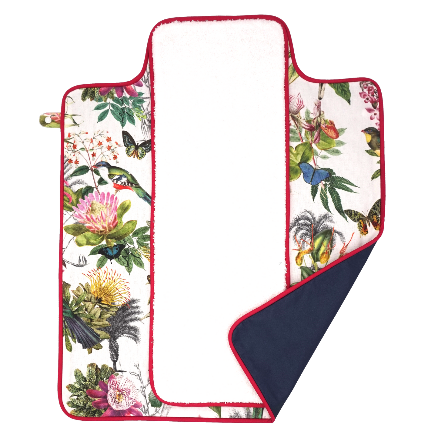 Wickelunterlage Blumen dunkelblau & pink