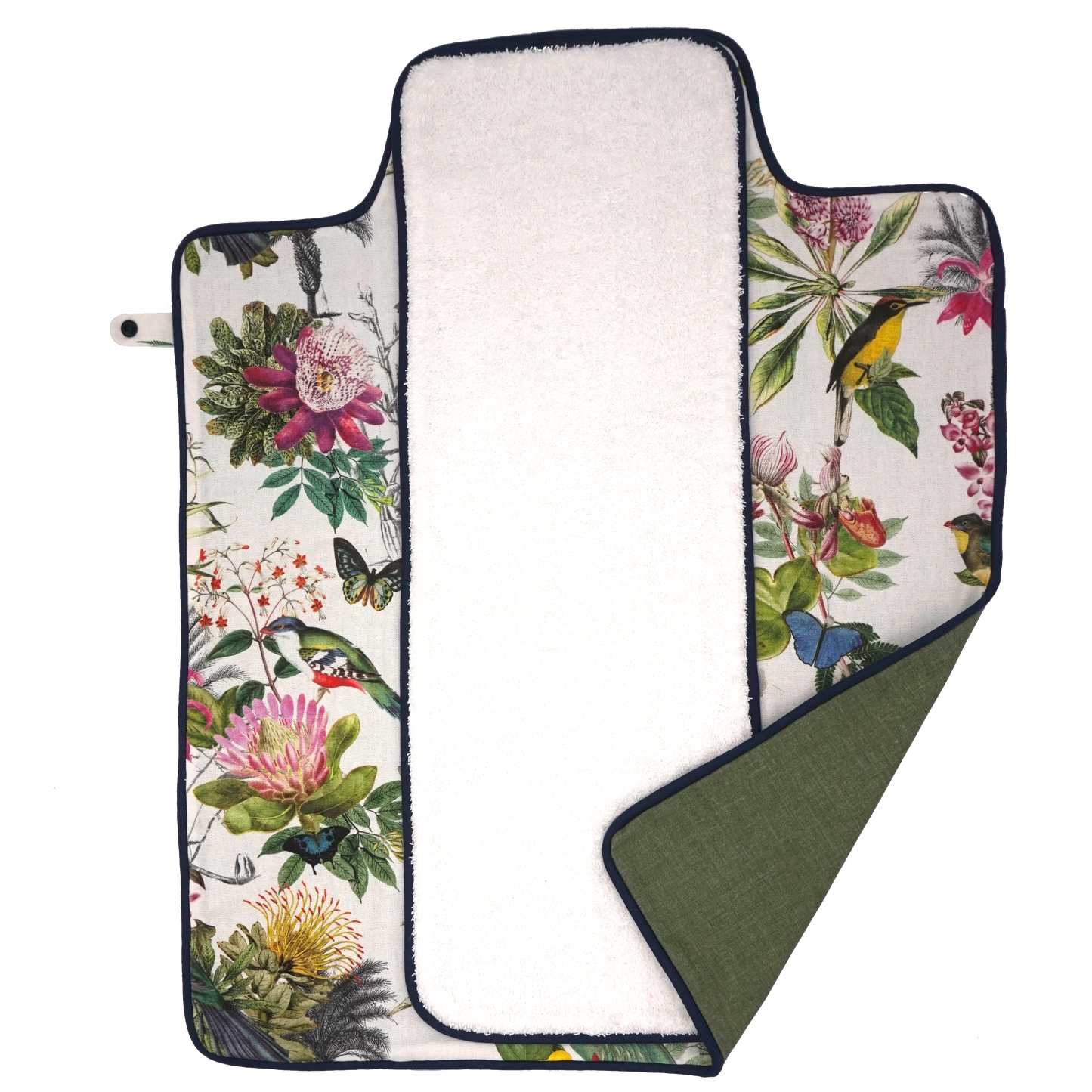 Wickelunterlage Blumen grün & dunkelblau