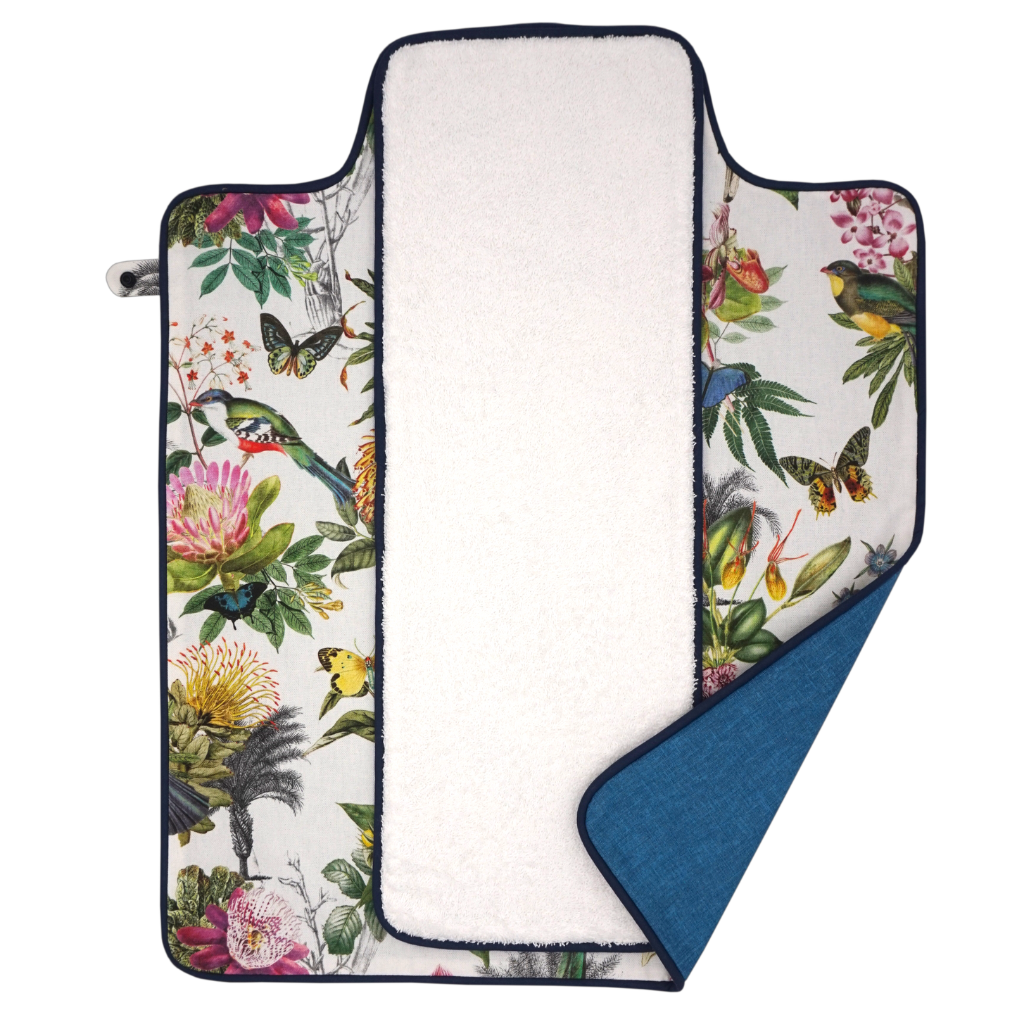 Wickelunterlage Blumen petrol & dunkelblau