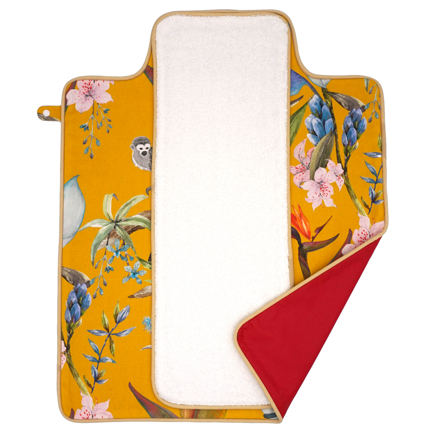 Wickelunterlage gelbe Affen rot & beige