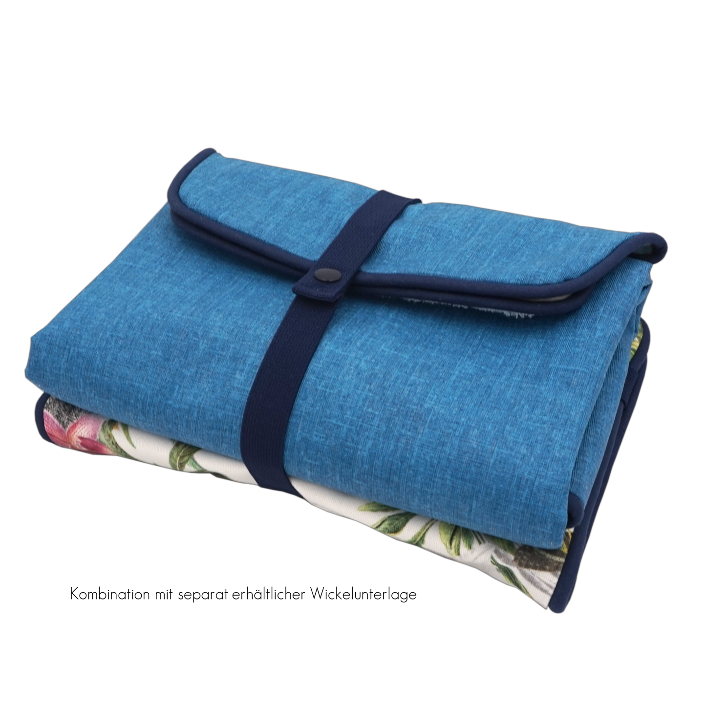 Wickeltasche Blumen petrol & dunkelblau